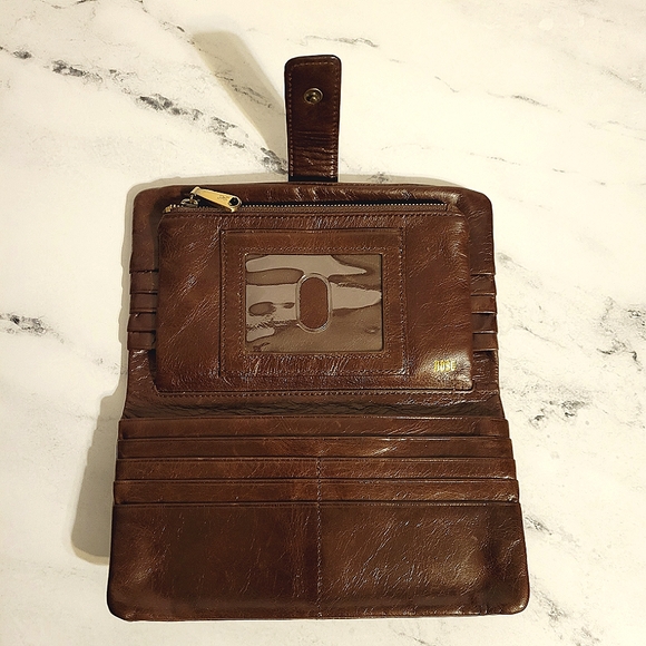 Unique HOBO Brown Quilted Pattern Leather Wallet With Wanderlust Lining - Picture 5 of 10